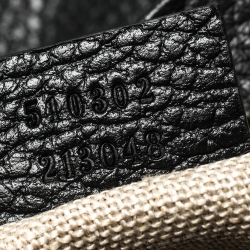 Pre Owned حقيبة كتف غوتشي سلسلة جي متشابكة جلد سوداء