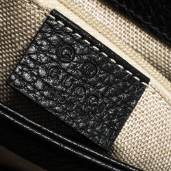 Pre Owned حقيبة كتف غوتشي سلسلة جي متشابكة جلد سوداء