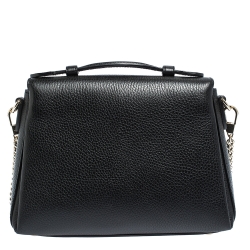 Pre Owned حقيبة كتف غوتشي سلسلة جي متشابكة جلد سوداء