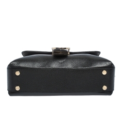 Pre Owned حقيبة كتف غوتشي سلسلة جي متشابكة جلد سوداء