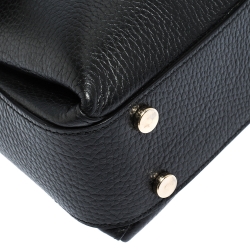 Pre Owned حقيبة كتف غوتشي سلسلة جي متشابكة جلد سوداء