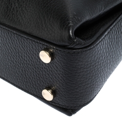 Pre Owned حقيبة كتف غوتشي سلسلة جي متشابكة جلد سوداء