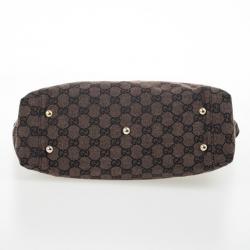 مملوكة مسبقًا Gucci Monogram Medium Tote with Brown Leather Trim
