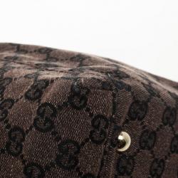 مملوكة مسبقًا Gucci Monogram Medium Tote with Brown Leather Trim