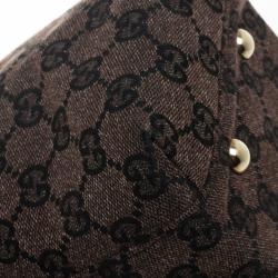 مملوكة مسبقًا Gucci Monogram Medium Tote with Brown Leather Trim