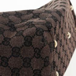 مملوكة مسبقًا Gucci Monogram Medium Tote with Brown Leather Trim