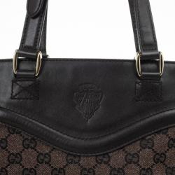 مملوكة مسبقًا Gucci Monogram Medium Tote with Brown Leather Trim