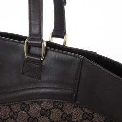 مملوكة مسبقًا Gucci Monogram Medium Tote with Brown Leather Trim