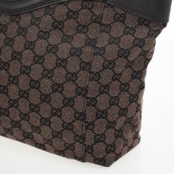 مملوكة مسبقًا Gucci Monogram Medium Tote with Brown Leather Trim