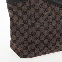 مملوكة مسبقًا Gucci Monogram Medium Tote with Brown Leather Trim