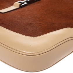 مملوكة مسبقًا Gucci Tan/Beige Calfhair and Leather Jackie O Hobo