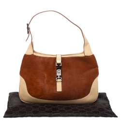 مملوكة مسبقًا Gucci Tan/Beige Calfhair and Leather Jackie O Hobo