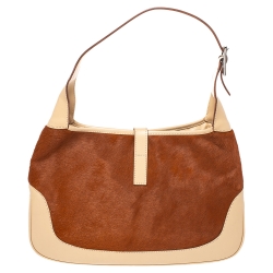 مملوكة مسبقًا Gucci Tan/Beige Calfhair and Leather Jackie O Hobo