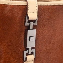 مملوكة مسبقًا Gucci Tan/Beige Calfhair and Leather Jackie O Hobo