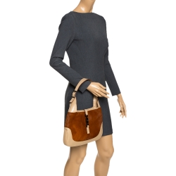 مملوكة مسبقًا Gucci Tan/Beige Calfhair and Leather Jackie O Hobo