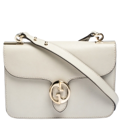 Gucci Cream Leather Medium 1973 Flap Shoulder Bag