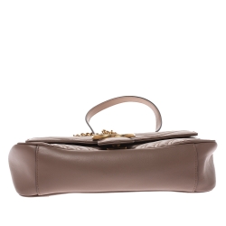 Pre Owned Gucci Nude Beige Matelasse Leather Small GG Marmont Shoulder Bag