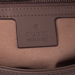 Pre Owned Gucci Nude Beige Matelasse Leather Small GG Marmont Shoulder Bag