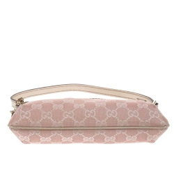 مملوكة مسبقًا Gucci Pink/Cream GG Canvas and Leather Web Baguette