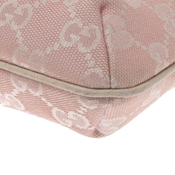 مملوكة مسبقًا Gucci Pink/Cream GG Canvas and Leather Web Baguette