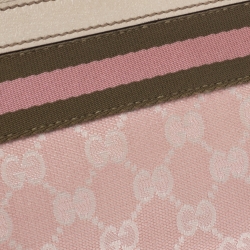 مملوكة مسبقًا Gucci Pink/Cream GG Canvas and Leather Web Baguette