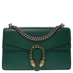 Dionysus leather shoulder bag in emerald green leather