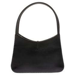 مملوكة مسبقًا Gucci Black Leather Topstitch Hobo
