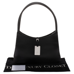 مملوكة مسبقًا Gucci Black Leather Topstitch Hobo