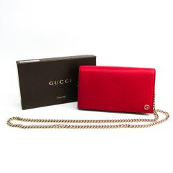 Gucci Red Leather Betty Shanghai Chain Wallet Bag