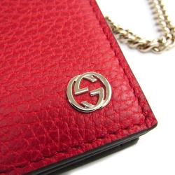 Gucci Red Leather Betty Shanghai Chain Wallet Bag