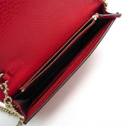 Gucci Red Leather Betty Shanghai Chain Wallet Bag