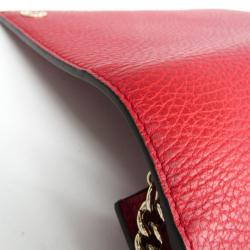 Gucci Red Leather Betty Shanghai Chain Wallet Bag