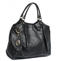 مملوكة مسبقًا Gucci Black Guccissima Leather Large Sukey Tote