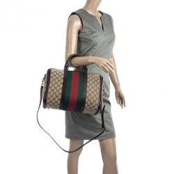 Pre Owned Gucci Web Original GG Canvas Boston