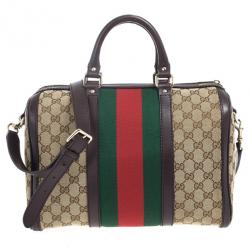 Pre Owned Gucci Web Original GG Canvas Boston