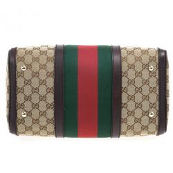 Pre Owned Gucci Web Original GG Canvas Boston