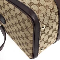 Pre Owned Gucci Web Original GG Canvas Boston
