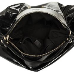 Pre Owned Gucci Black Patent Leather D Ring Large Hobo Bag