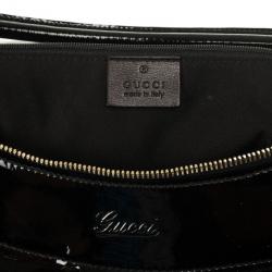 Pre Owned Gucci Black Patent Leather D Ring Large Hobo Bag