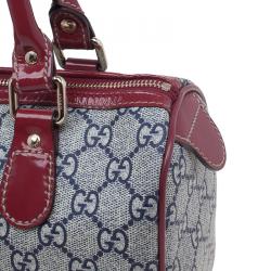 مملوكة مسبقًا حقيبة غوتشي بوسطن كانفاس مقوى GG وجلد أحمر هارت تاتو صغيرة 