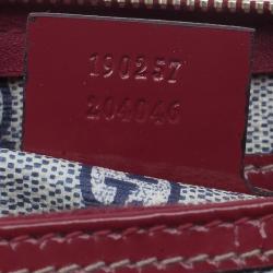 مملوكة مسبقًا حقيبة غوتشي بوسطن كانفاس مقوى GG وجلد أحمر هارت تاتو صغيرة 