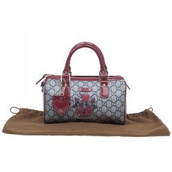 مملوكة مسبقًا حقيبة غوتشي بوسطن كانفاس مقوى GG وجلد أحمر هارت تاتو صغيرة 