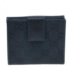 Gucci Black GG Canvas French Flap Wallet
