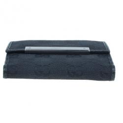 Gucci Black GG Canvas French Flap Wallet