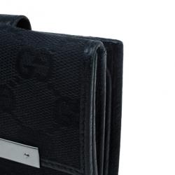 Gucci Black GG Canvas French Flap Wallet