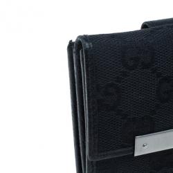Gucci Black GG Canvas French Flap Wallet
