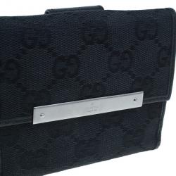 Gucci Black GG Canvas French Flap Wallet