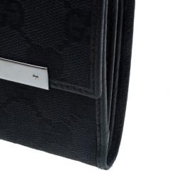 Gucci Black GG Canvas French Flap Wallet