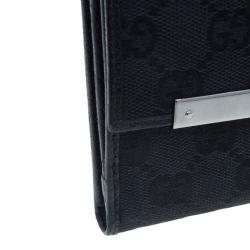 Gucci Black GG Canvas French Flap Wallet