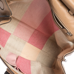 Pre Owned Gucci Tan Leather Medium Bamboo Daily Top Handle Bag
